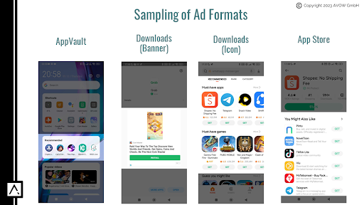 Sample of Ad Formats - AppVault, Downloads, App Store